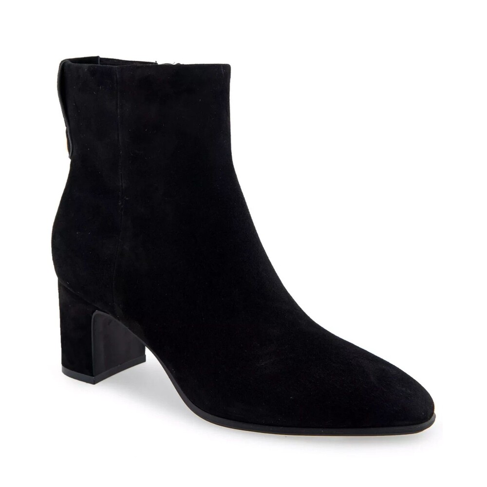Aerosoles Magnus Boots Womens US 9M Black Faux Suede Block Heel Ankle Bootie NOB